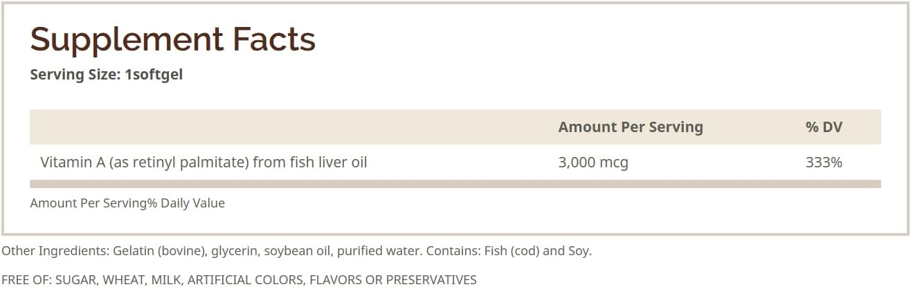 Vitamin A 10,000 IU Softgels – Fish Liver Oil, Non-GM, Gluten-Free (100 Count) - görsel 3