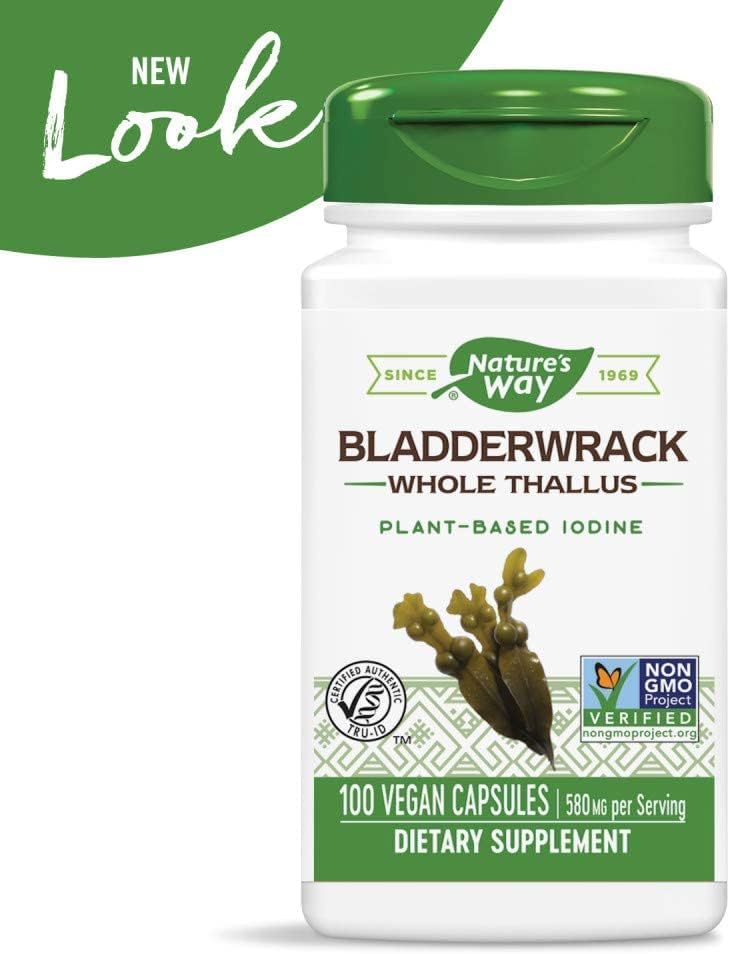 Nature's Way Premium Herbal Bladderwrack Whole Thallus 580 mg, 100 Capsules (Pack of 2) - görsel 7