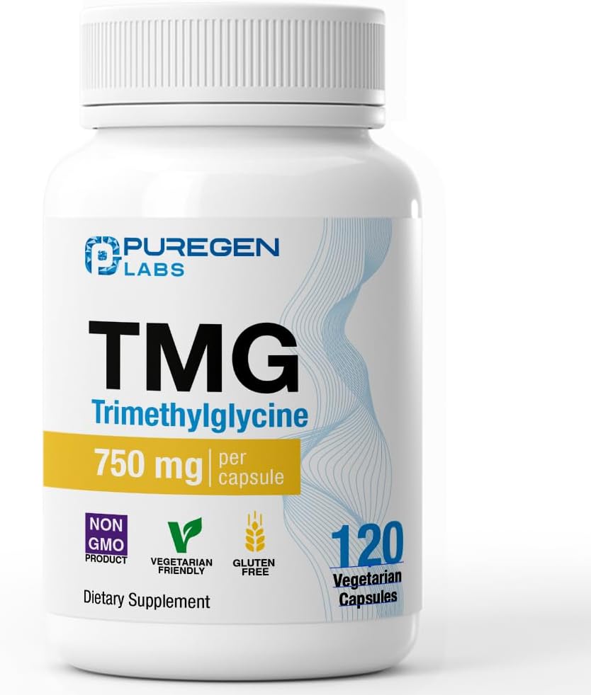 Puregen Labs TMG 750 mg – High Strength Trimethylglycine Supplement – Non-GMO, Gluten-free, Dairy-Free – 2 Pack (240 Vegetarian Capsules) - görsel 8