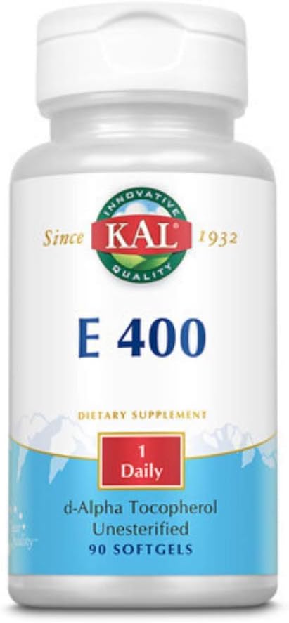 KAL E-400 D-Alpha Tocopherol 400 IU Natural Vitamin E Softgels, 90 Capsules - görsel 1