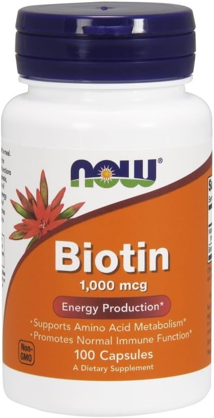 NOW Foods Biotin 1000mcg, 100 Capsules (Pack of 4) - görsel 1