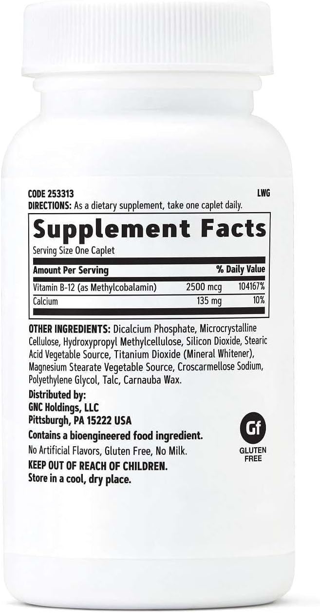 GNC Methyl B12 2500mcg Supplement – 100 Caplets - görsel 2