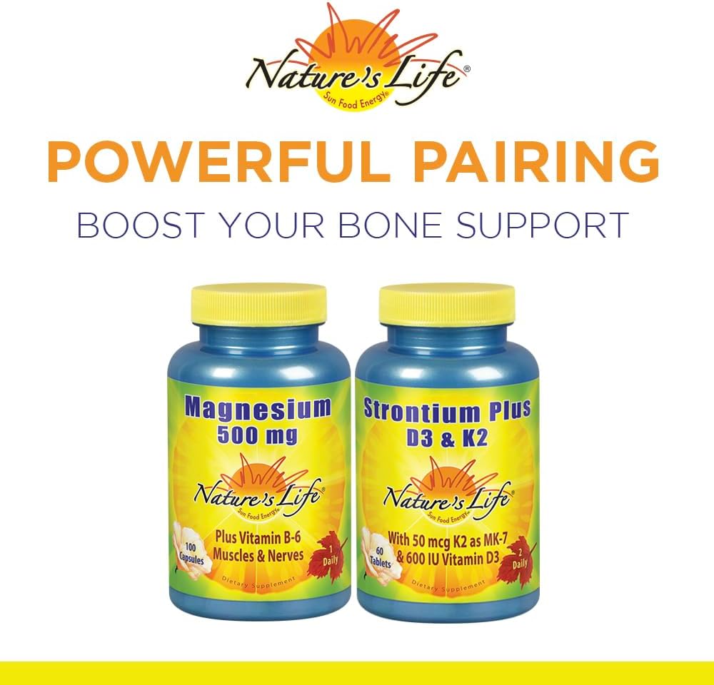 Nature's Life Strontium Plus D3 & K2 - Bone Support Food Supplement, 60 Tablets - görsel 5