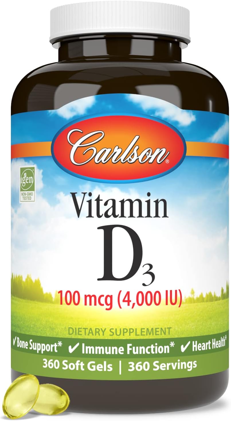 Carlson Vitamin D3 4000 IU (100 mcg) – Immune Support, Bone Health, Muscle Function – 360 Softgels - görsel 5