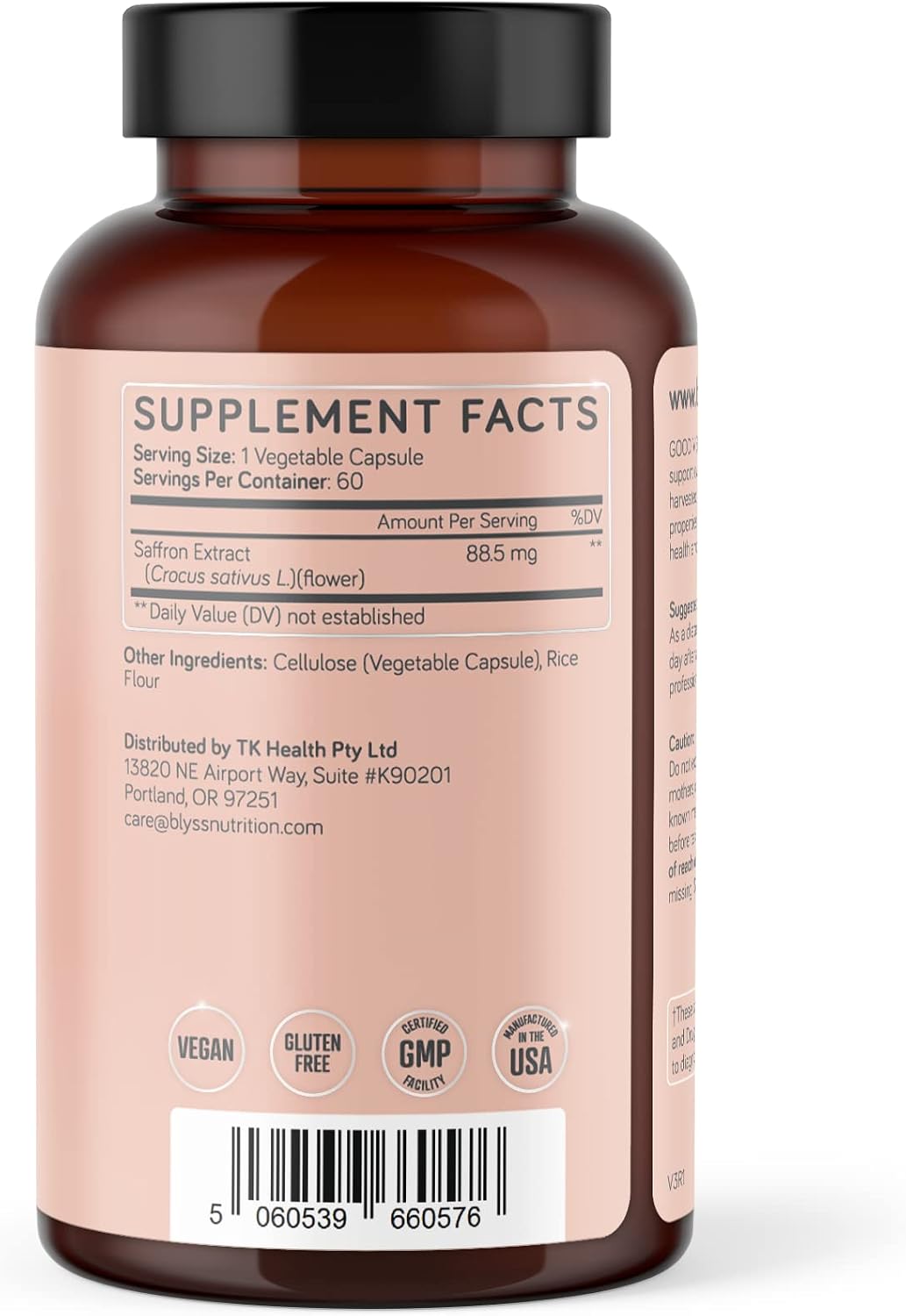 BLYSS Nutrition Saffron Extract Capsules – GOOD VIBES for Women – Mood, Energy & PMS Support - görsel 9
