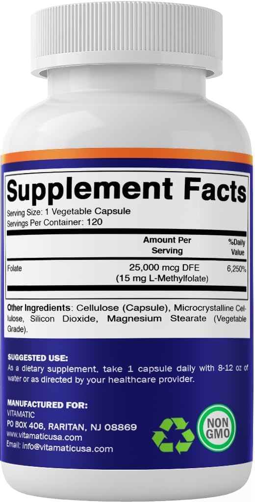 Vitamatic Methyl Folate 15mg – 120 Vegetable Capsules - görsel 9