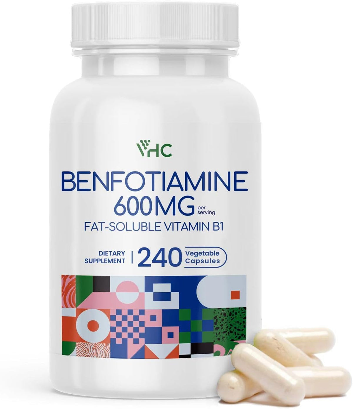 VHC Vitamin B1 Benfotiamine 600mg Supplement - 5x More Bio-available Fat-Soluble Thiamine - Maximum Boost of Bio-available Thiamine Levels Vegetable Capsules, Non-GM, Soya-free - Made in the USA (120 Capsules) - görsel 7