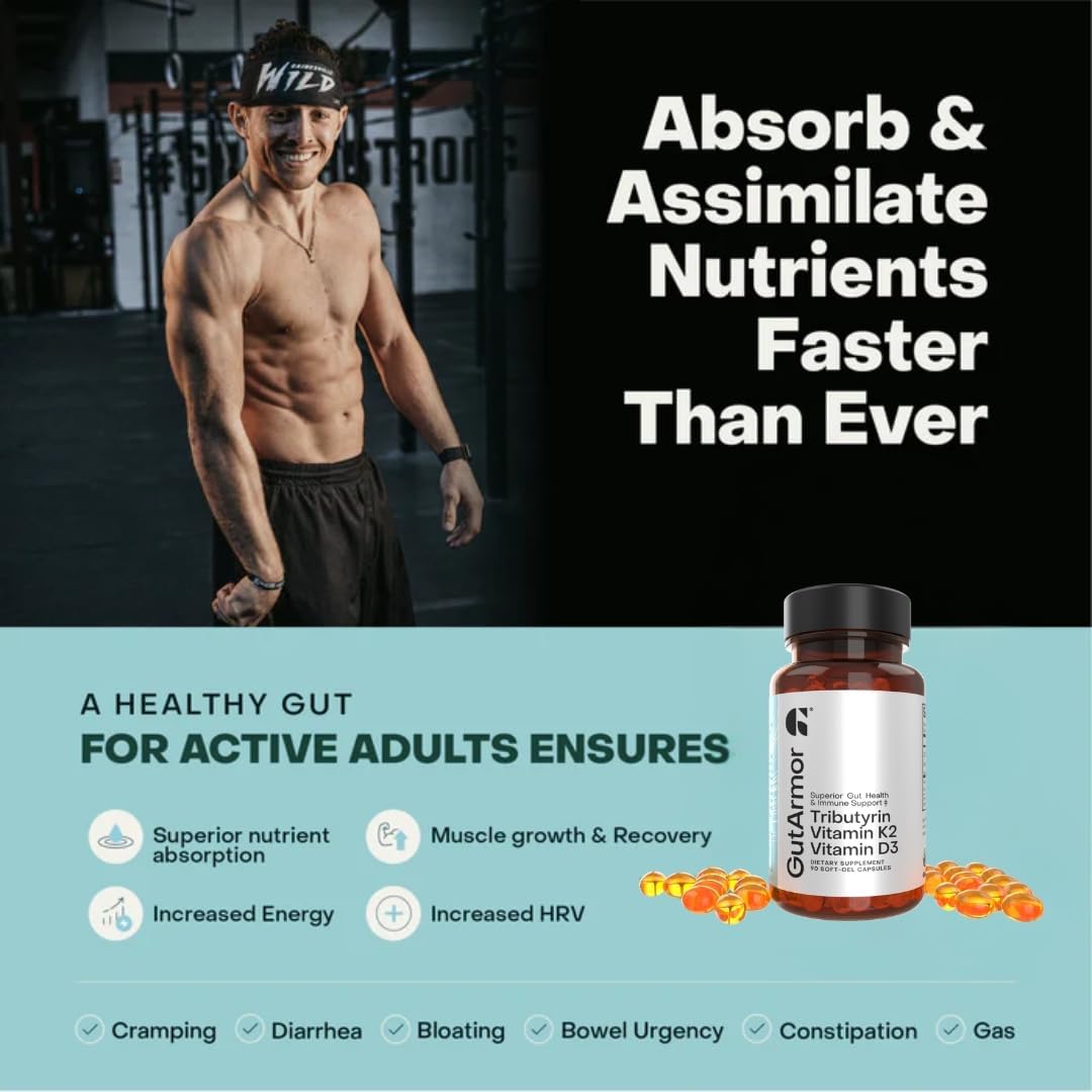 Gut Armour Gut & Heart Health + Immune Support | Pure Butyrate, Vitamin D3, K2 | 30 Soft gel capsules - görsel 10