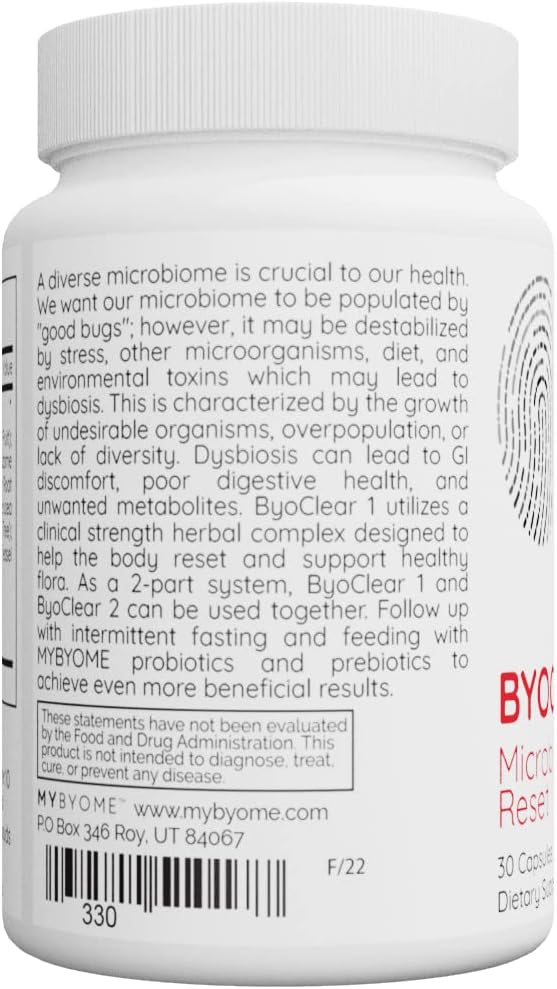 Systemic Formulae MyByome ByoClear 1 - Microbiome Reset. 30 Capsules. Digestion Health. Clinical Strength Herbal Complex - görsel 3