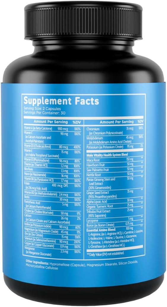 Vital Vitamins Men's Multivitamin Complex - Essential Amino Acids & Maca Root - 60 Capsules - görsel 7