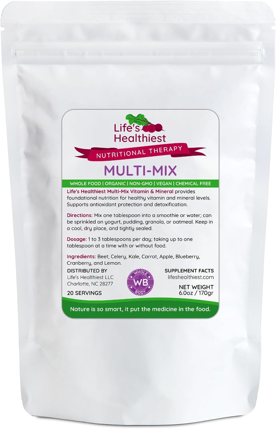 The Beet Lady Life's Healthiest Multi Mix – Whole Food Vitamin & Mineral Blend (170 g) - görsel 1