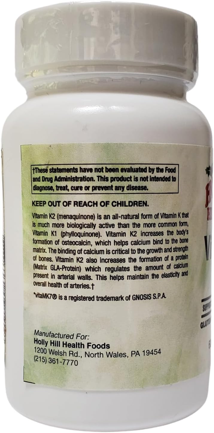 Holly Hill Health Foods Vitamin K2, 120 µg, vitaMK7® (Menaquinone-7), 60 Vegetarian Capsules - görsel 4