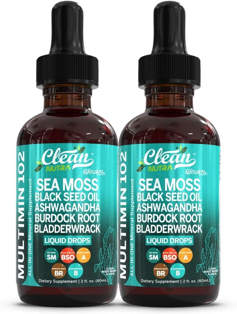 Clean Nutra Organic Sea Moss Drops | with Black Seed Oil, Ashwagandha, Burdock Root & Bladderwrack - Vegan Multimineral Liquid for Gut Health, Energy, Skin, Immune Support & Hair - görsel 10