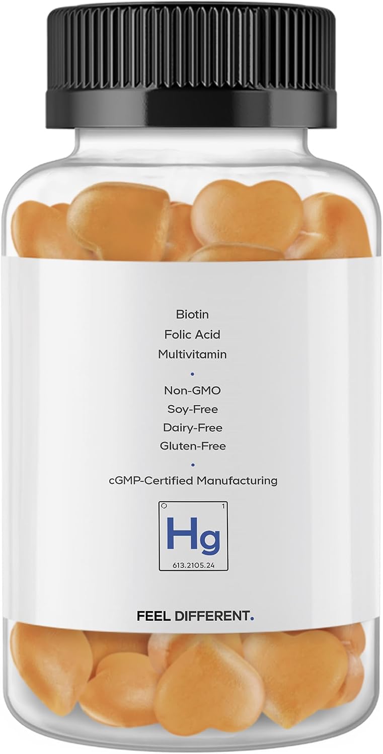Codeage Hair Gummies, Biotin 5000 mcg, Sugar Free Gummy Vitamins for Hair, Skin and Nails, Strawberry Coconut, 60 count - görsel 9
