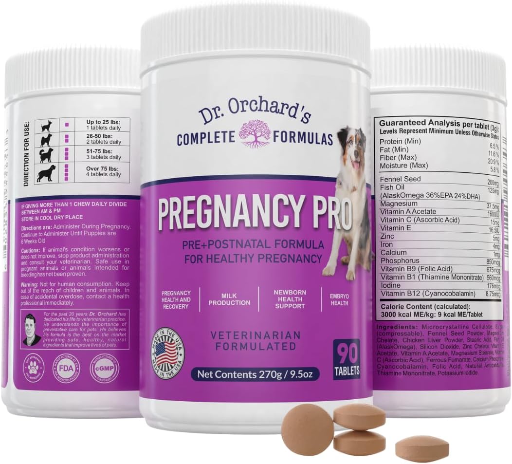 Dr Orchards Pregnancy Pro Dog Prenatal Vitamins - Premium Dog Supplement for Pregnancy, Prenatal + Postnatal, Lactation and Newborn Health Support, 90 Ct - görsel 8