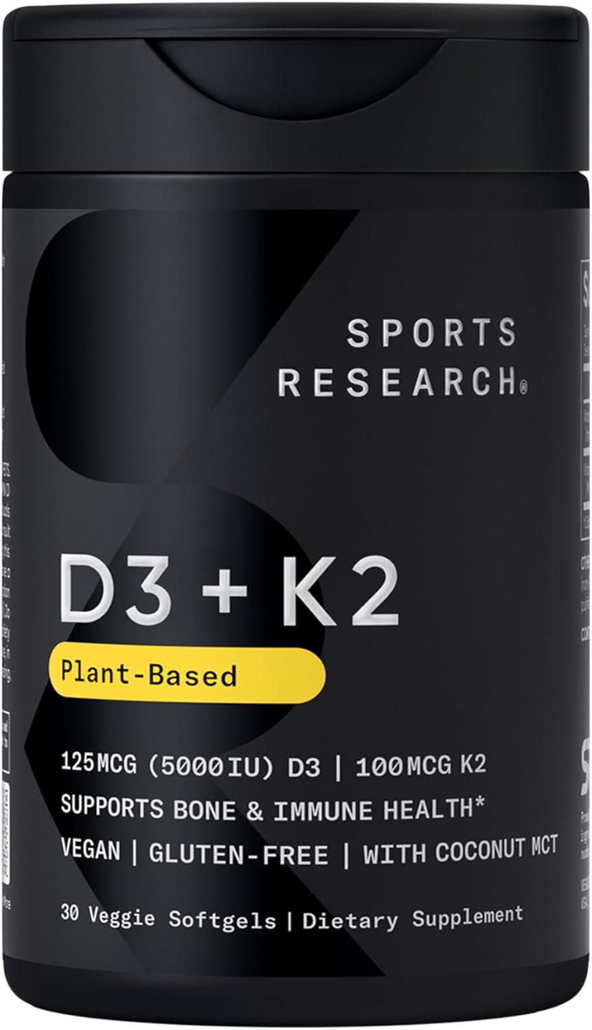Sports Research® Vitamin D3 + K2 with Coconut Oil - Vegan Vitamin D 5000 IU & MK-7 Vitamin K 100 mcg - 60 Soft gel capsules - görsel 10
