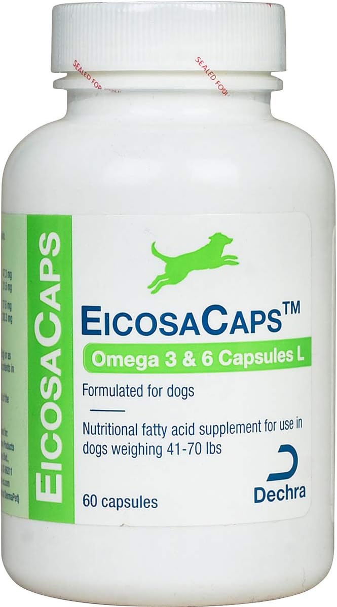 Dechra EicosaCaps Omega 3 & 6 Capsules for Dogs 18-32 kg 60 Count - görsel 1