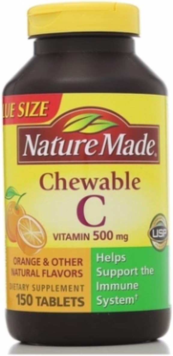 Nature Made Vitamin C 500 mg Chewable Tablets, 150 Tablets per Bottle (Pack of 5) - görsel 1
