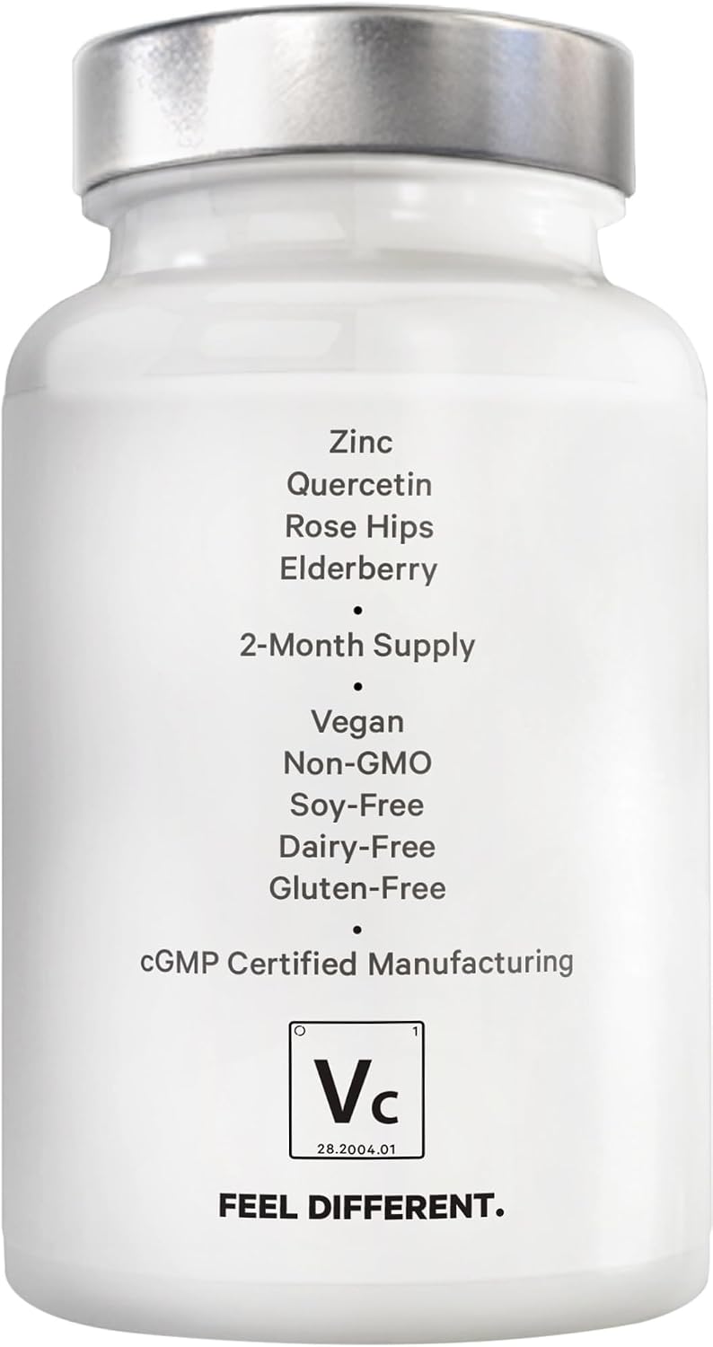 Amen Vitamin C+ Supplement with Zinc, Bioflavonoids, Quercetin, Rose Hips, Elderberry – Vegan, Non-GMO – 2-Month Supply (120 Capsules) - görsel 9
