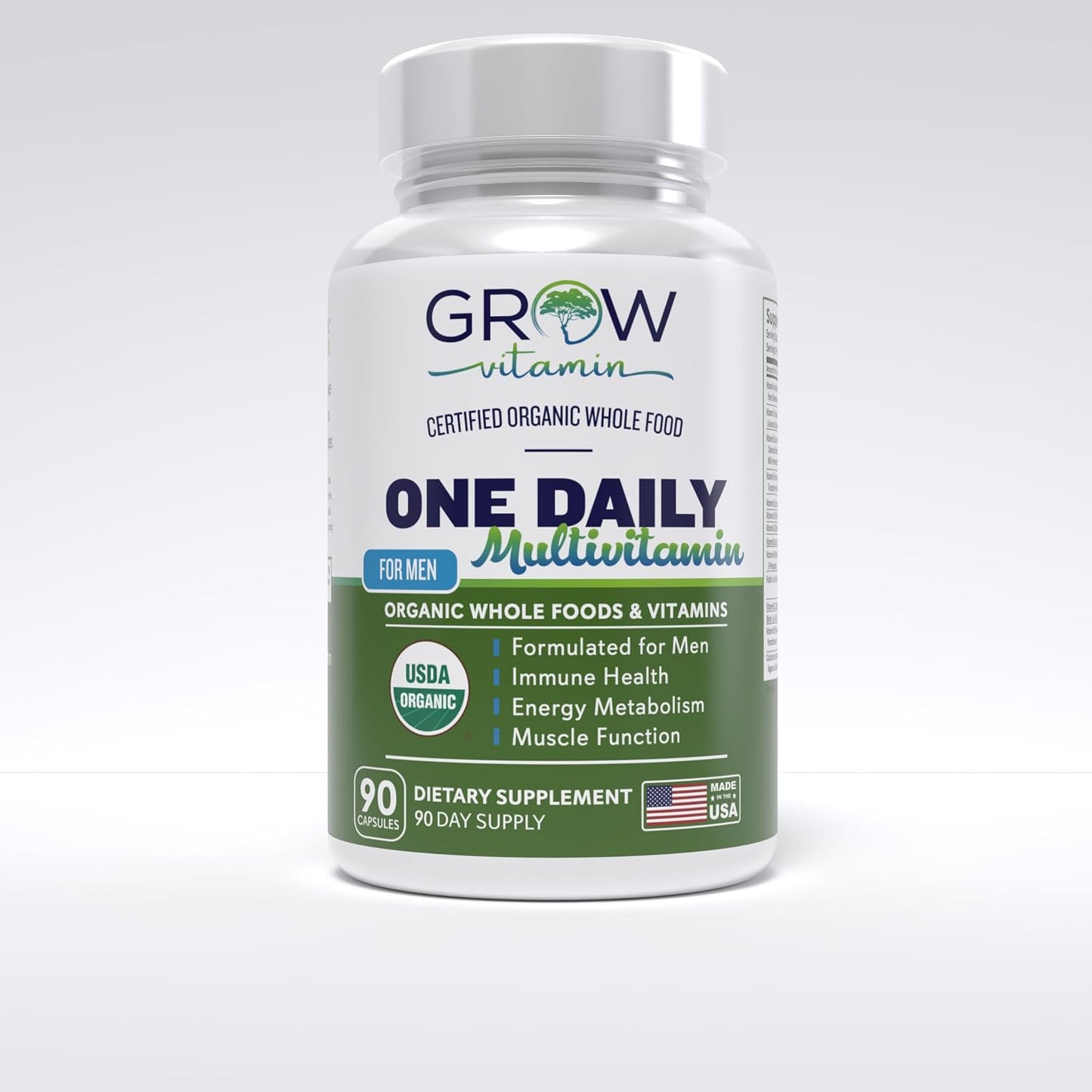 One Daily Multivitamin for Men – with Vitamins & Minerals + Organic Whole Foods, Supplement to Support Energy and General Health – Non-GMO – 90 Capsules | 3 Month Supply - görsel 8