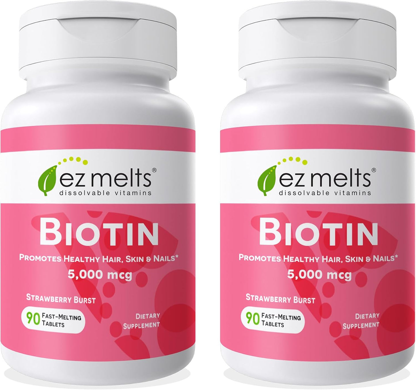 EZ Melts Biotin 5,000 mcg Dissolvable Tablets - Strawberry Burst (90 Tablets) - görsel 10