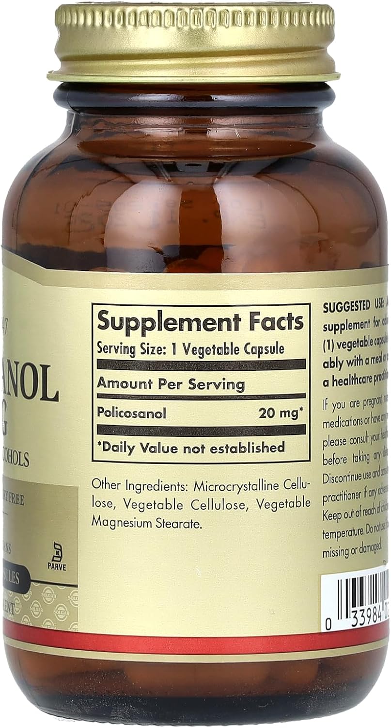 Solgar Policosanol, 20 mg, 100 Vegetable Capsules - görsel 2