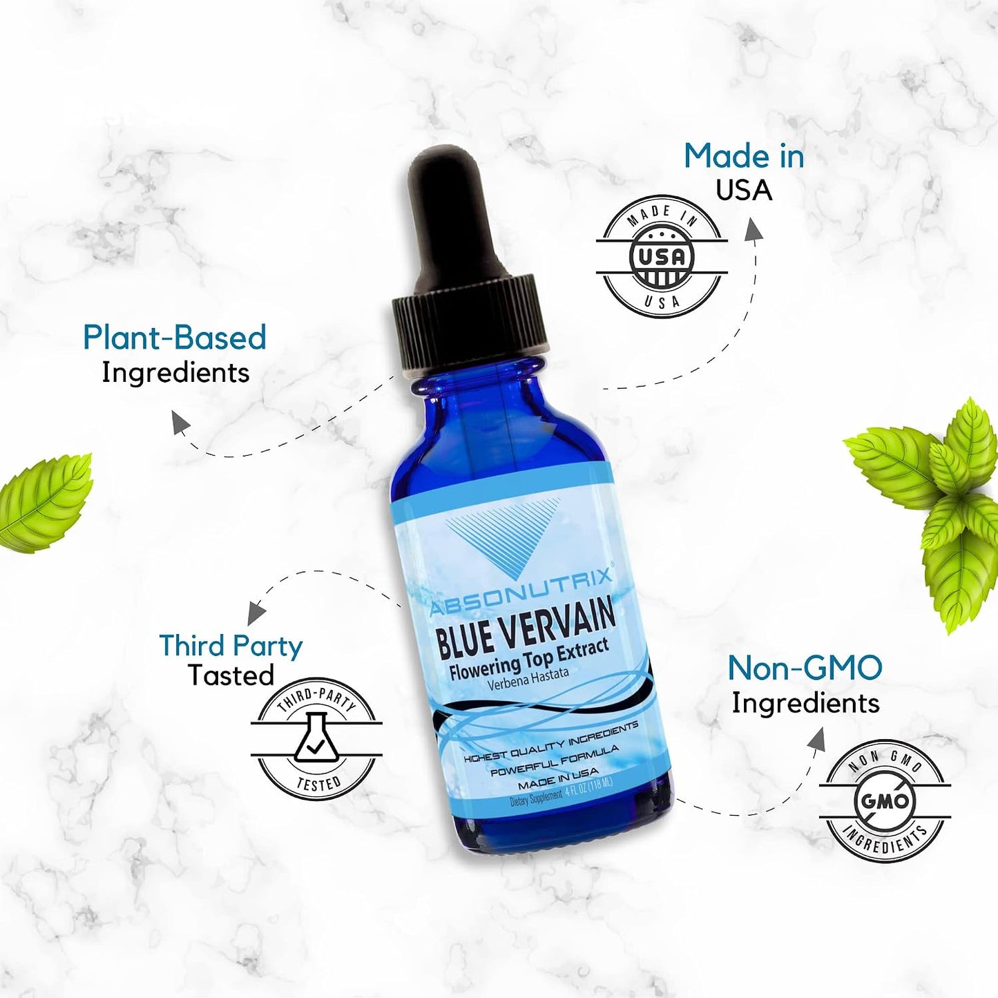 Absonutrix Blue Vervain Flowering Top Extract - 118 ml (118 Servings) - Liquid Supplement - görsel 6
