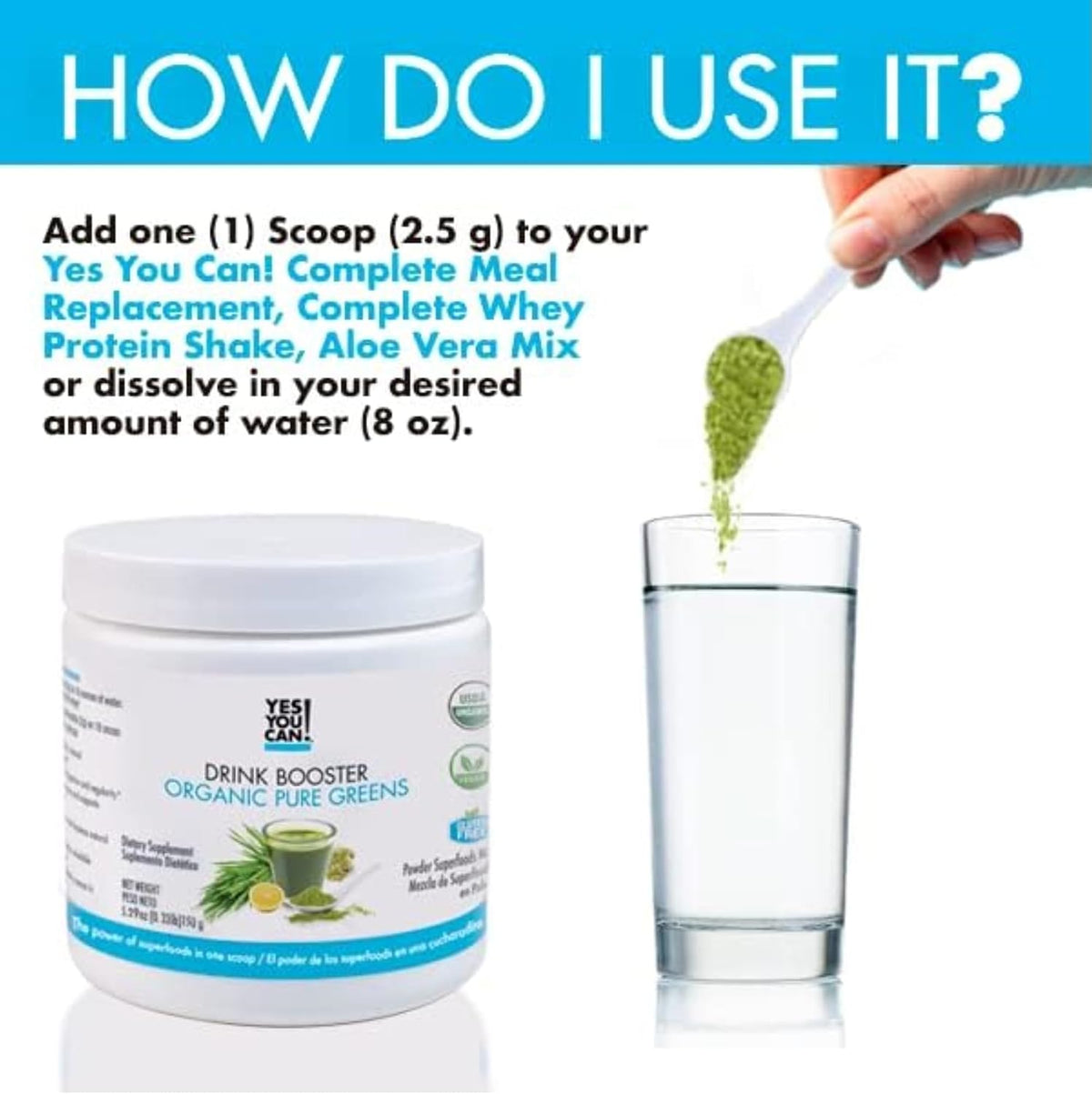 Yes You Can! Drink Booster – Organic Greens Superfood Powder (2 Pack) - görsel 7