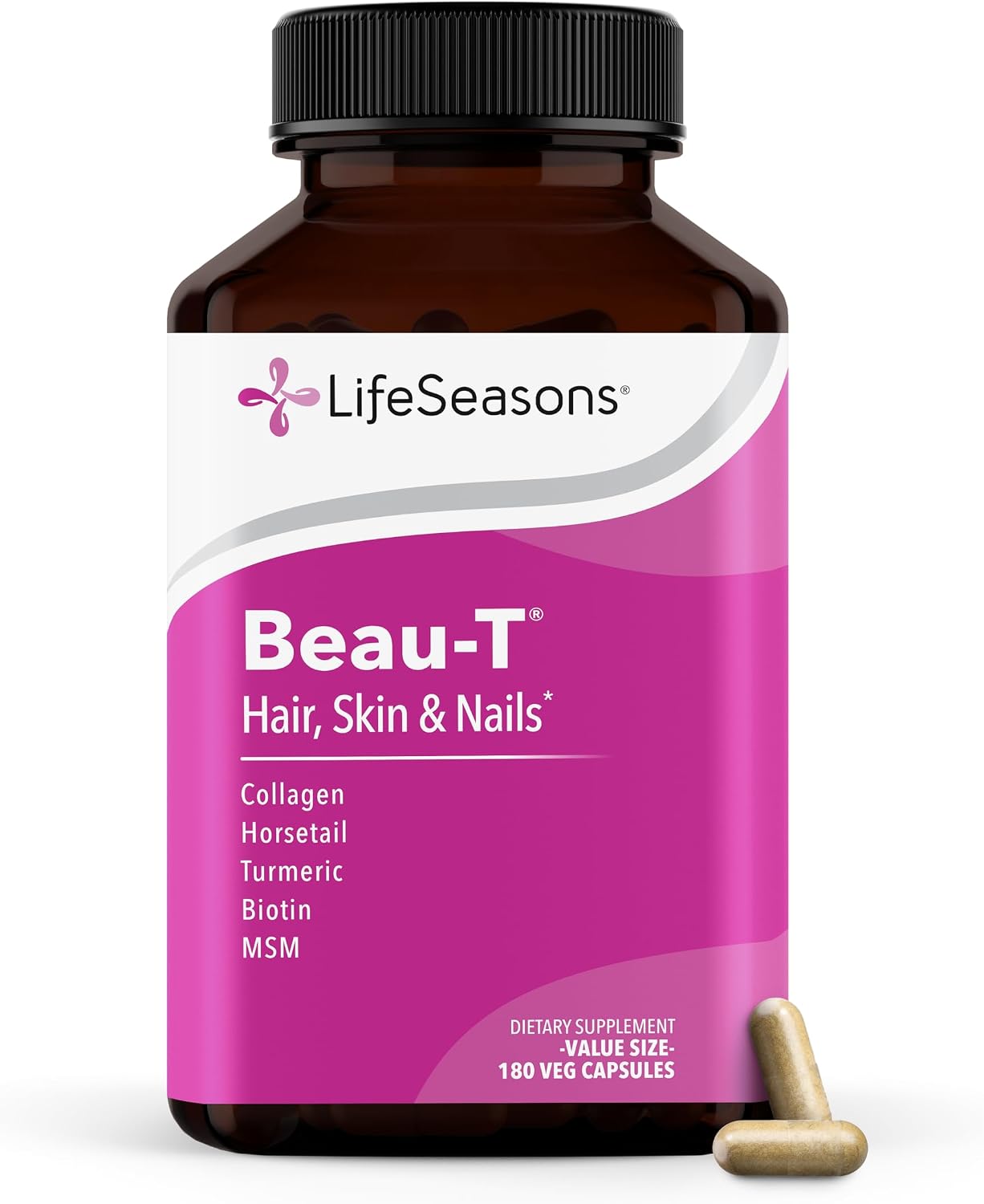 LifeSeasons Beau-T Hair, Skin & Nails Supplement with Biotin, Collagen, Turmeric - 90 Capsules - görsel 7