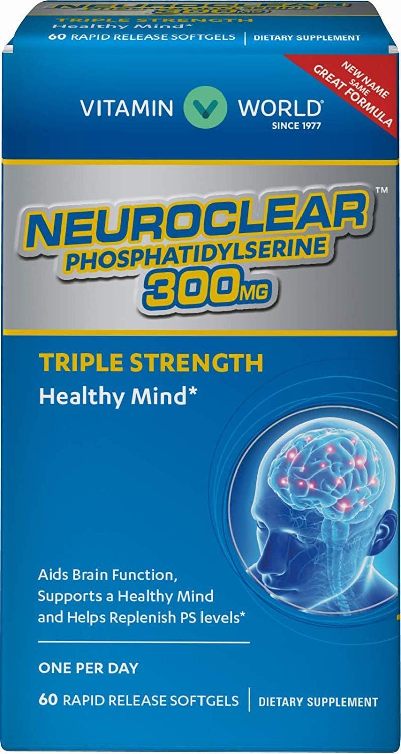Vitamin World NeuroClear Phosphatidylserine 300 mg, 60 Softgels, Triple Strength, Supports Healthy Brain Function, Rapid-Release, Gluten-free - görsel 1