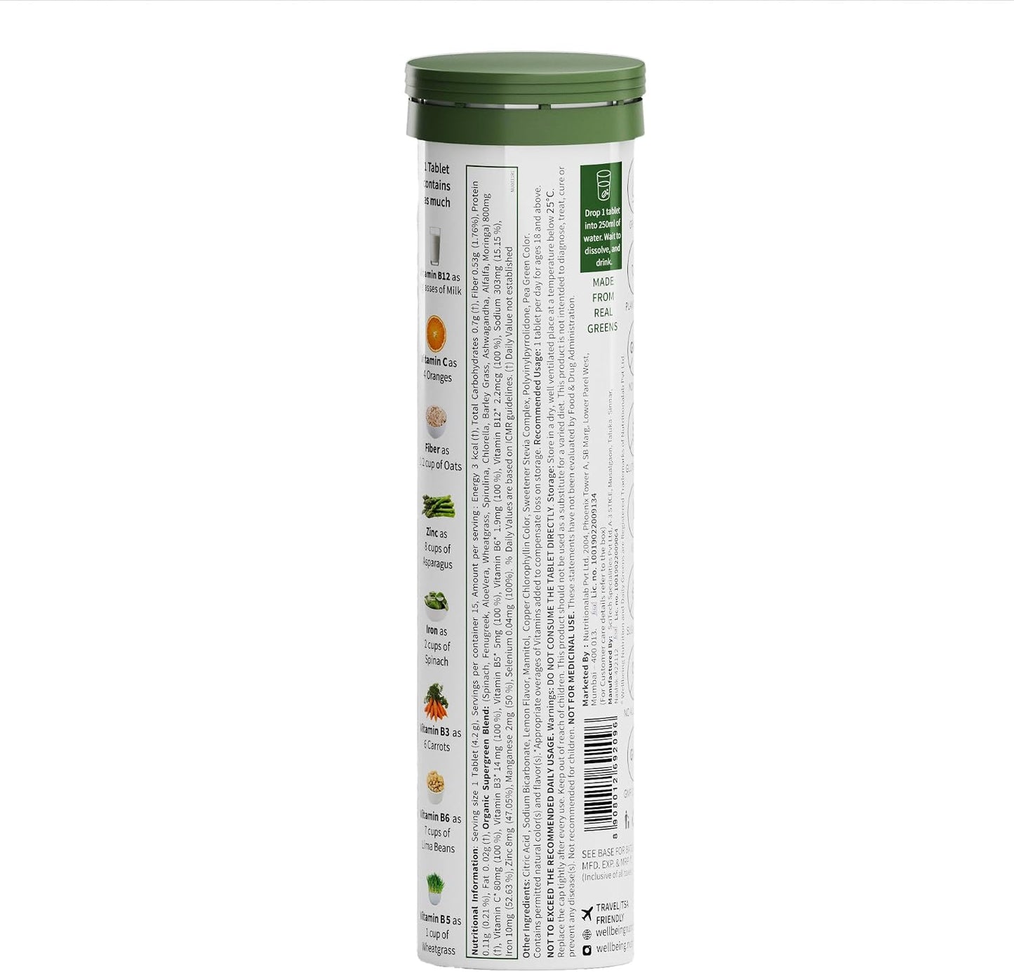 WELLBEING NUTRITION Daily Greens - Natural Lemon and Lime Flavour - 15 Tablets - görsel 6