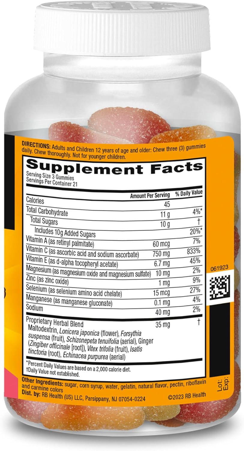 Airborne 750 mg Vitamin C Gummies for Adults – Immune Support with Antioxidants A, C & E, Assorted Fruit Flavour (126 Gummies) - görsel 10