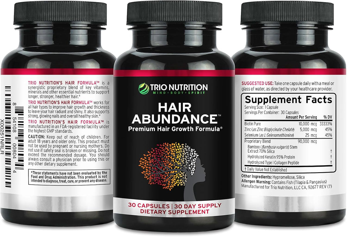 TRIO NUTRITION Hair Abundance - Biotin – Biotin (10,000mcg): Contributes to normal hair, skin and nails. – Image 6