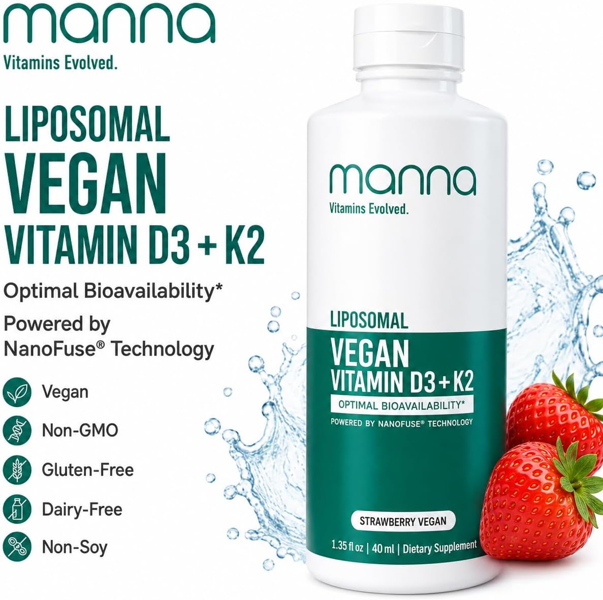 Manna Vitamins Evolved Liposomal Vegan K2 D3 Vitamin Supplement – Immune Support, Heart Health, Bone Strength - görsel 7