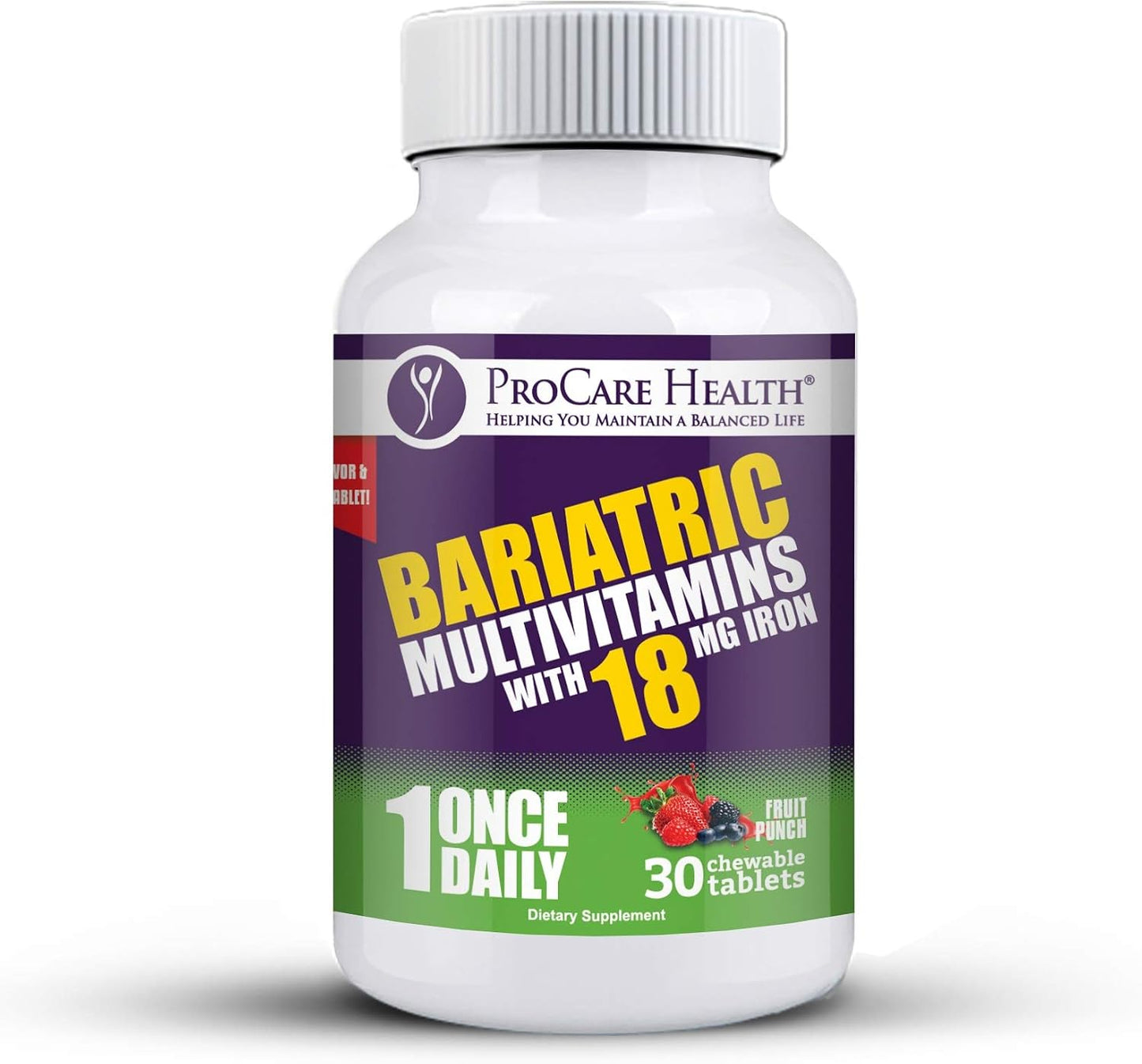ProCare Health Bariatric Chewable Multivitamin with Iron 18mg (30 Tablets) – Fruit Punch Flavour - görsel 7