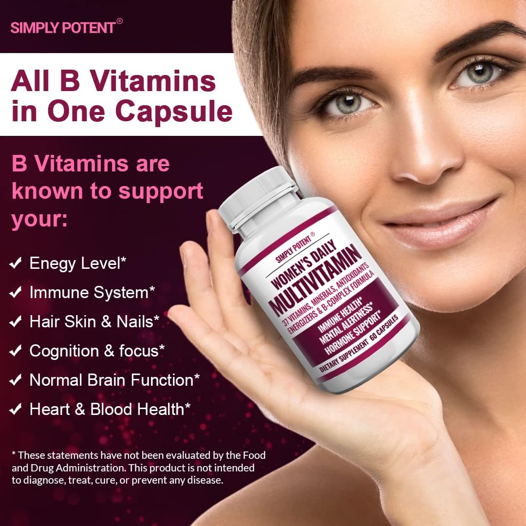 Simply Potent Women's Multivitamin – 37 Vitamins & Minerals with Biotin & Green Tea Extract (60 Capsules) - görsel 9