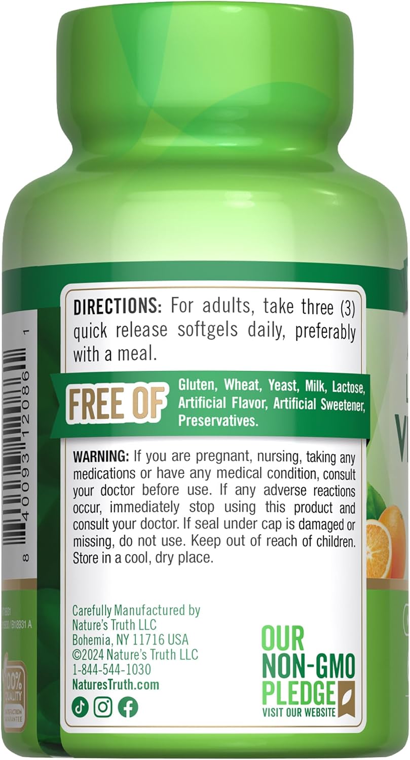 Nature's Truth Liposomal Vitamin C | 1650mg | 60 Softgels | Non-GMO & Gluten-free Supplement - görsel 7