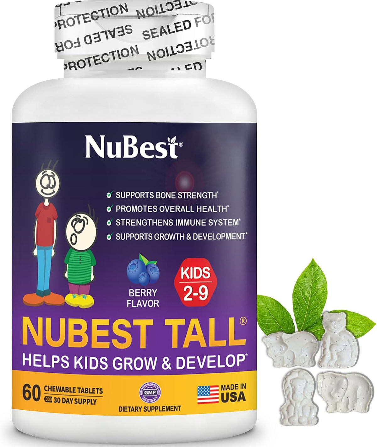 NuBest Tall Kids Multivitamins & Minerals for Ages 2-9 - 180 Chewable Berry Tablets - görsel 6