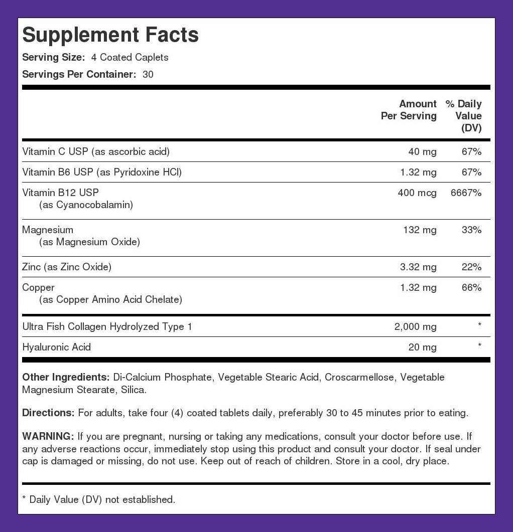 Piping Rock Marine Collagen Peptides Caplets | 2000mg | 120 Count | Wild Caught Type 1 Supplement for Men and Women | Non-GMO, Gluten-free - görsel 8