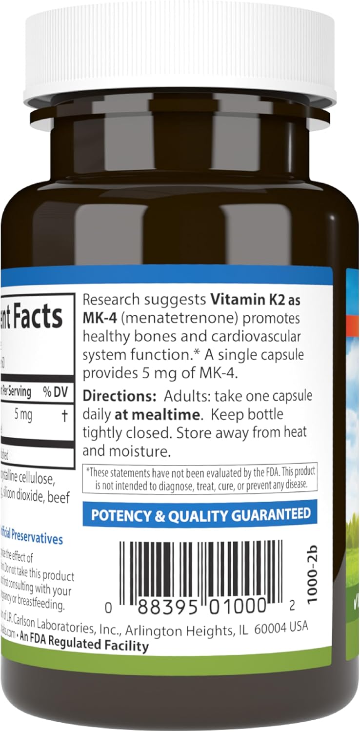 Carlson Vitamin K2, MK-4 (Menatetrenone) - 5 mg, 60 Capsules - görsel 9
