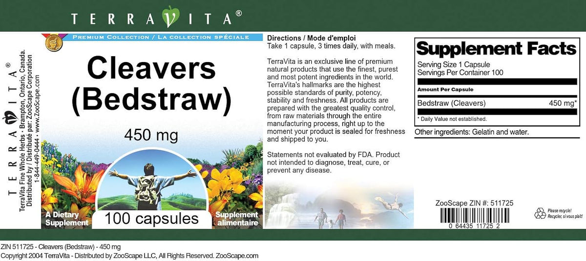 Cleavers (Bedstraw) - 450 mg (100 Capsules, 3 Pack) - görsel 4