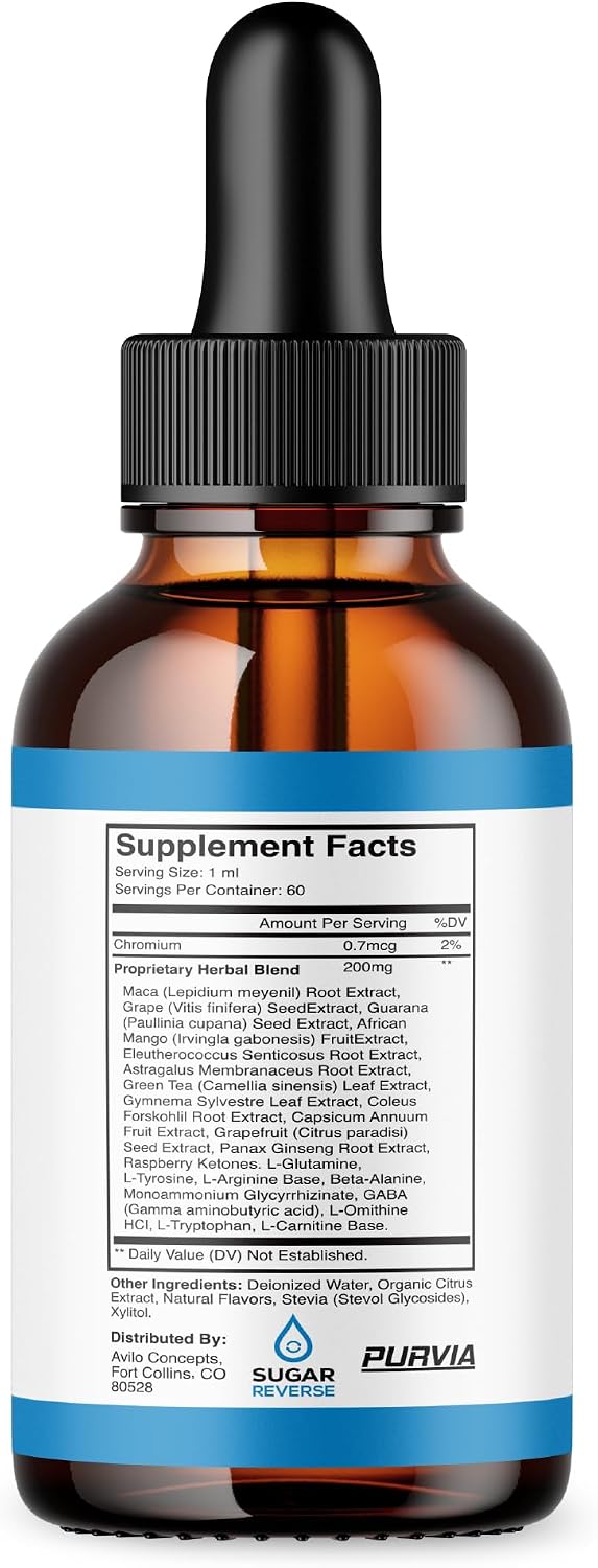 Purvia Sugar Reverse Drops – Advanced Formula Liquid Food Supplement with Chromium - görsel 6