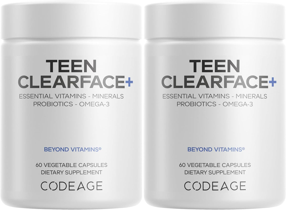 Codeage Teen Clearface - Skin Support for Adolescents with Vitamins, Probiotics & Omega-3s (60 Capsules) - görsel 10