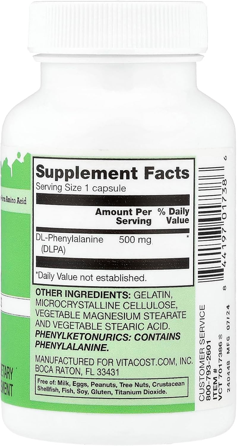 Vitacost DLPA, 500 mg, 60 Capsules - görsel 2