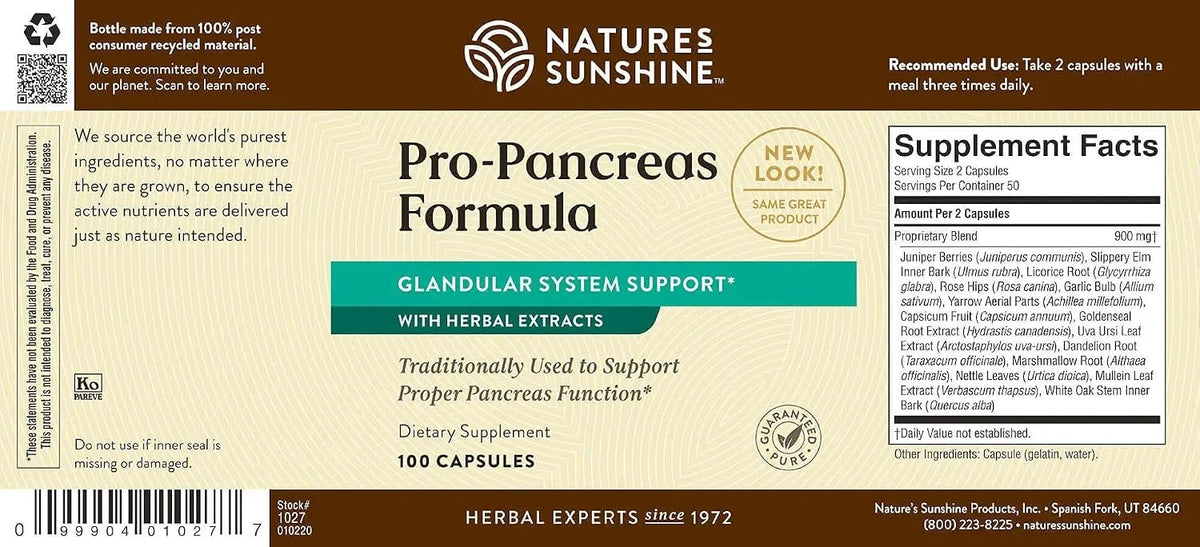 Nature's Sunshine Pro-Pancreas - Herbal Formula for Digestive and Pancreas Support, 100 Capsules - görsel 5