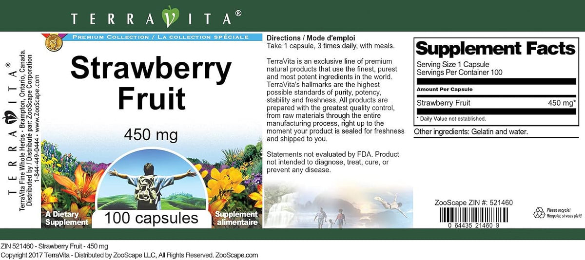 Strawberry Fruit - 450 mg (100 Capsules) - 3 Pack - görsel 3
