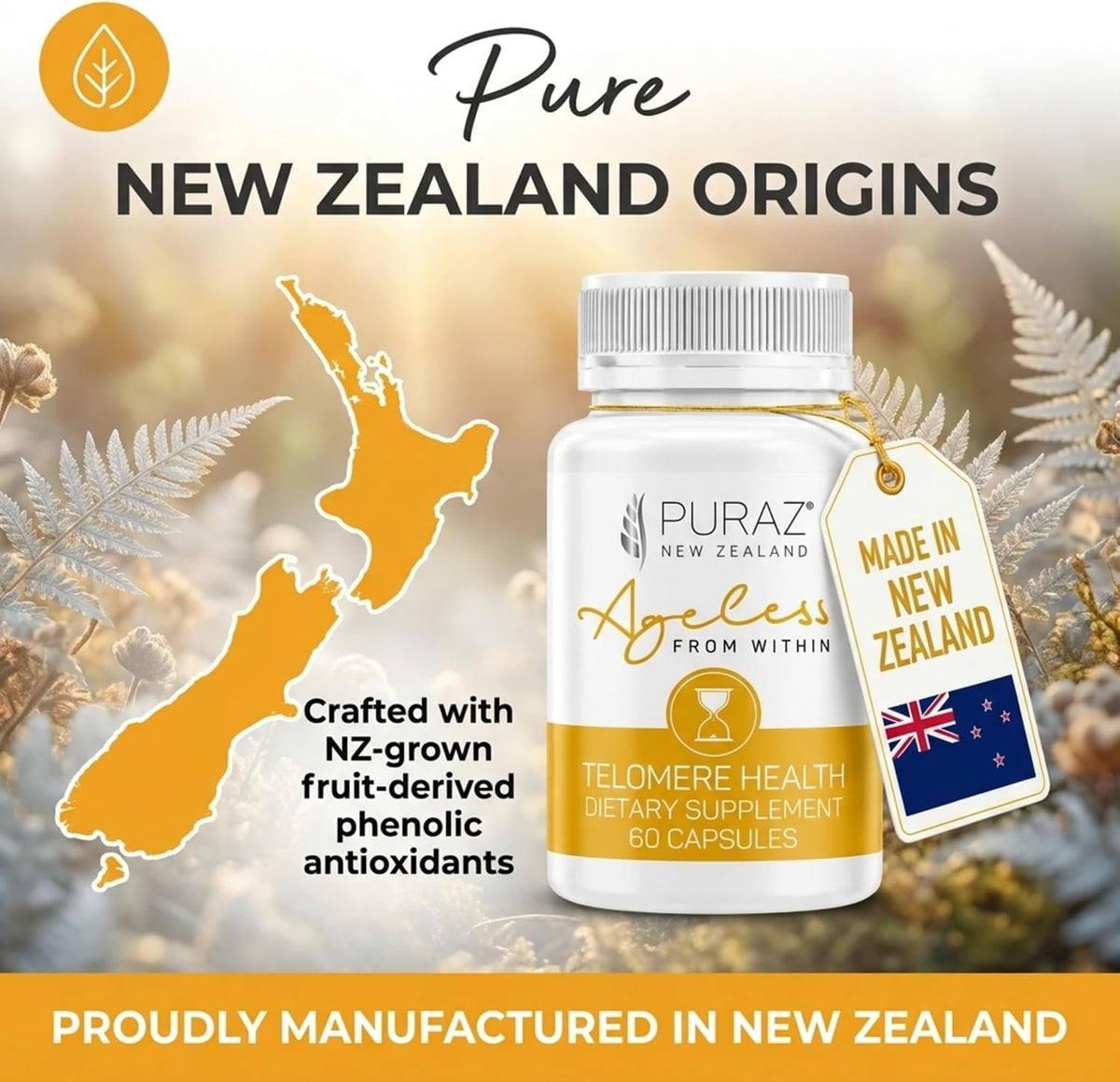 PURAZ Telomere Supplements with Potent Astragalus Root Extract & Collagen - Advanced Formula for Telomere Support, Anti-Ageing, Longevity, DNA Repair & Antioxidant Defence - 60 Capsules - görsel 7
