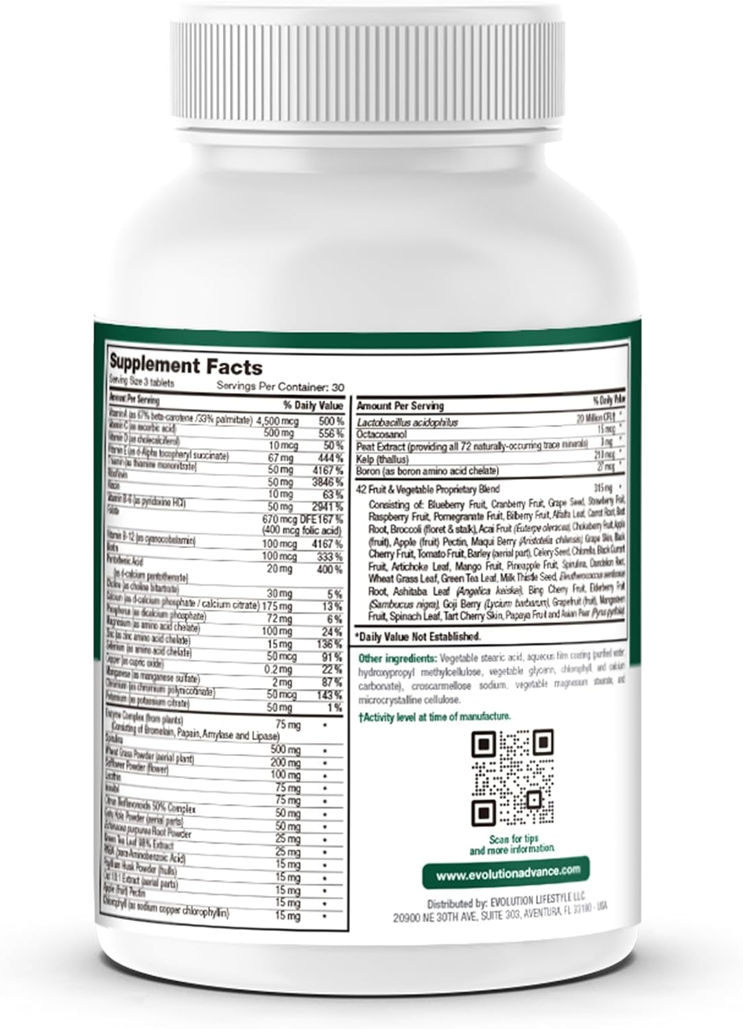 Evolution Advance Nutrition Vitality Green – Fruit and Vegetable Supplement, 90 Tablets – Vegan - görsel 8