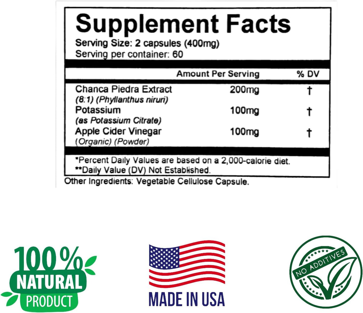 Herbs SRA StoneFree+ Kidney & Urinary Wellness Supplement with Chanca Piedra, Potassium Citrate & Apple Cider Vinegar – 120 Vegetarian Capsules - görsel 4