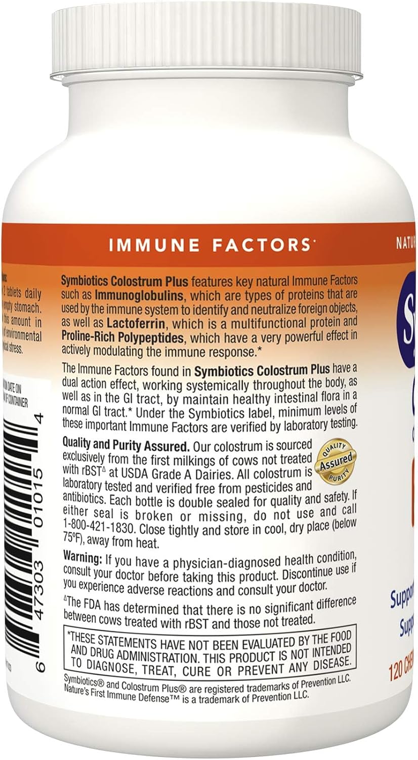 Symbiotics Colostrum Plus® Chewables, Orange Creme, 120 Chewable Tabs - görsel 3
